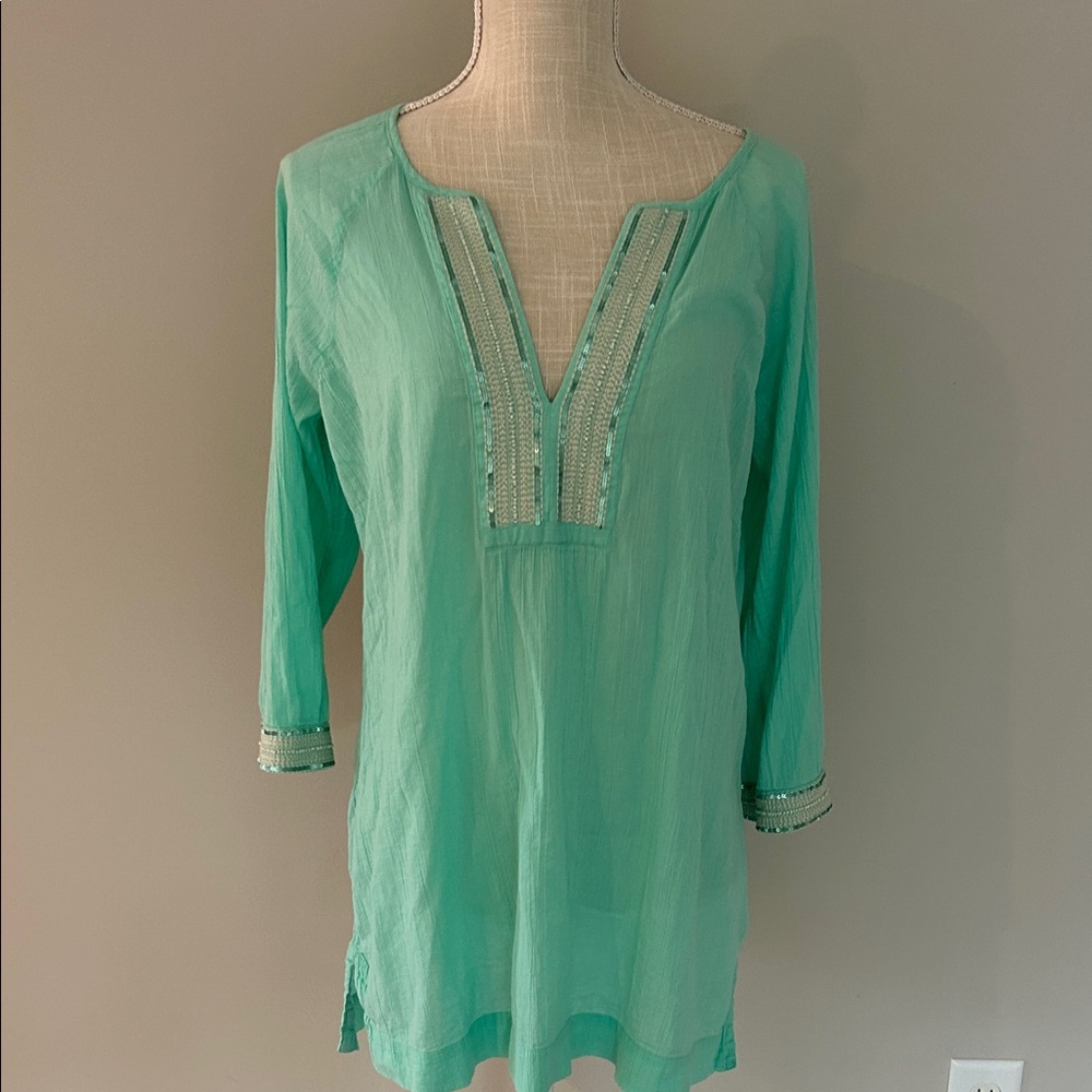 Athleta Mint Green Tunic with Beaded Accents